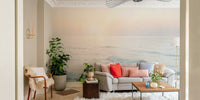 Soft pastel ocean dawn wall mural for serene spaces.

