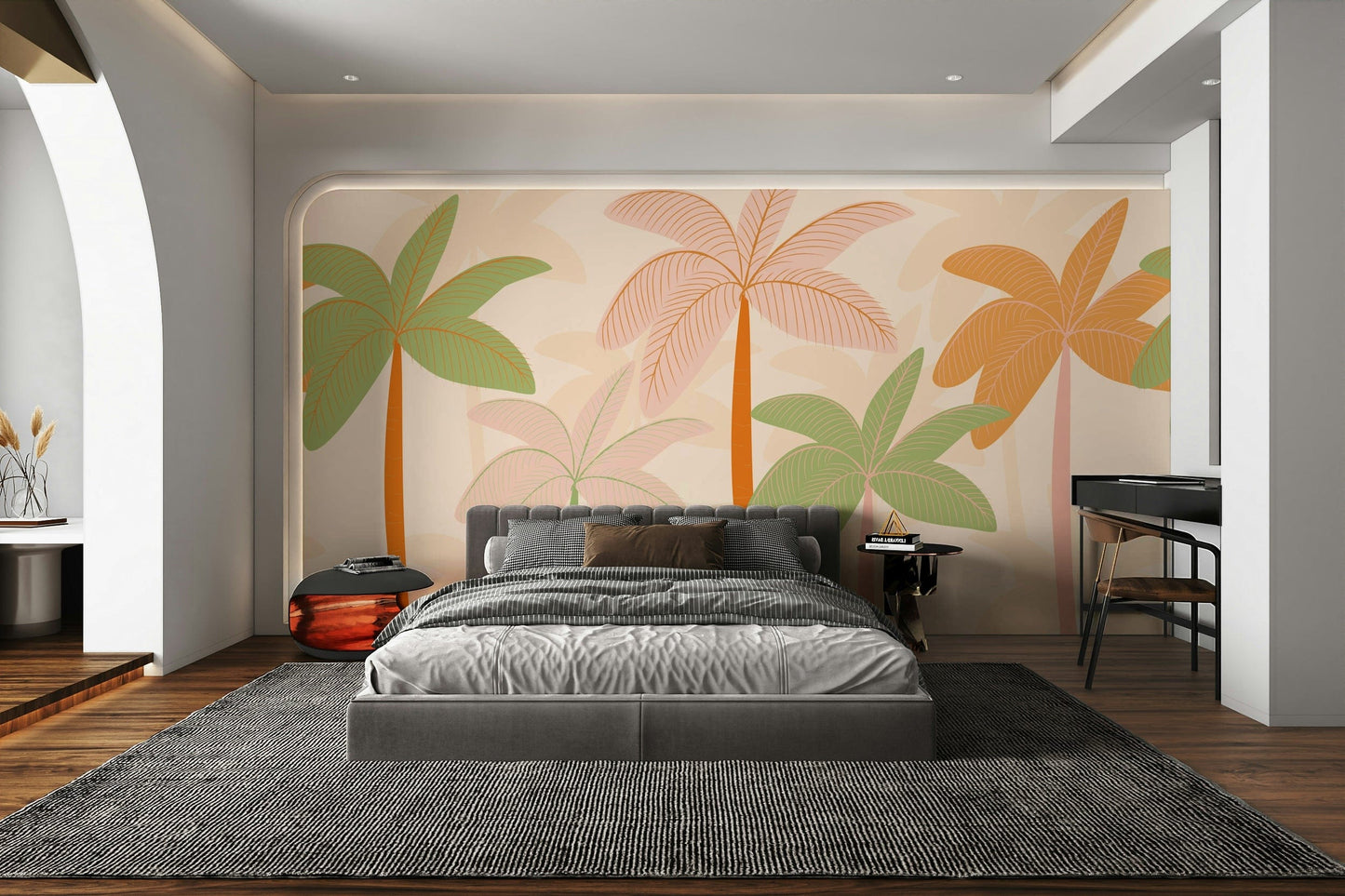 The composition is a wide, landscape view of a tropical scene.

