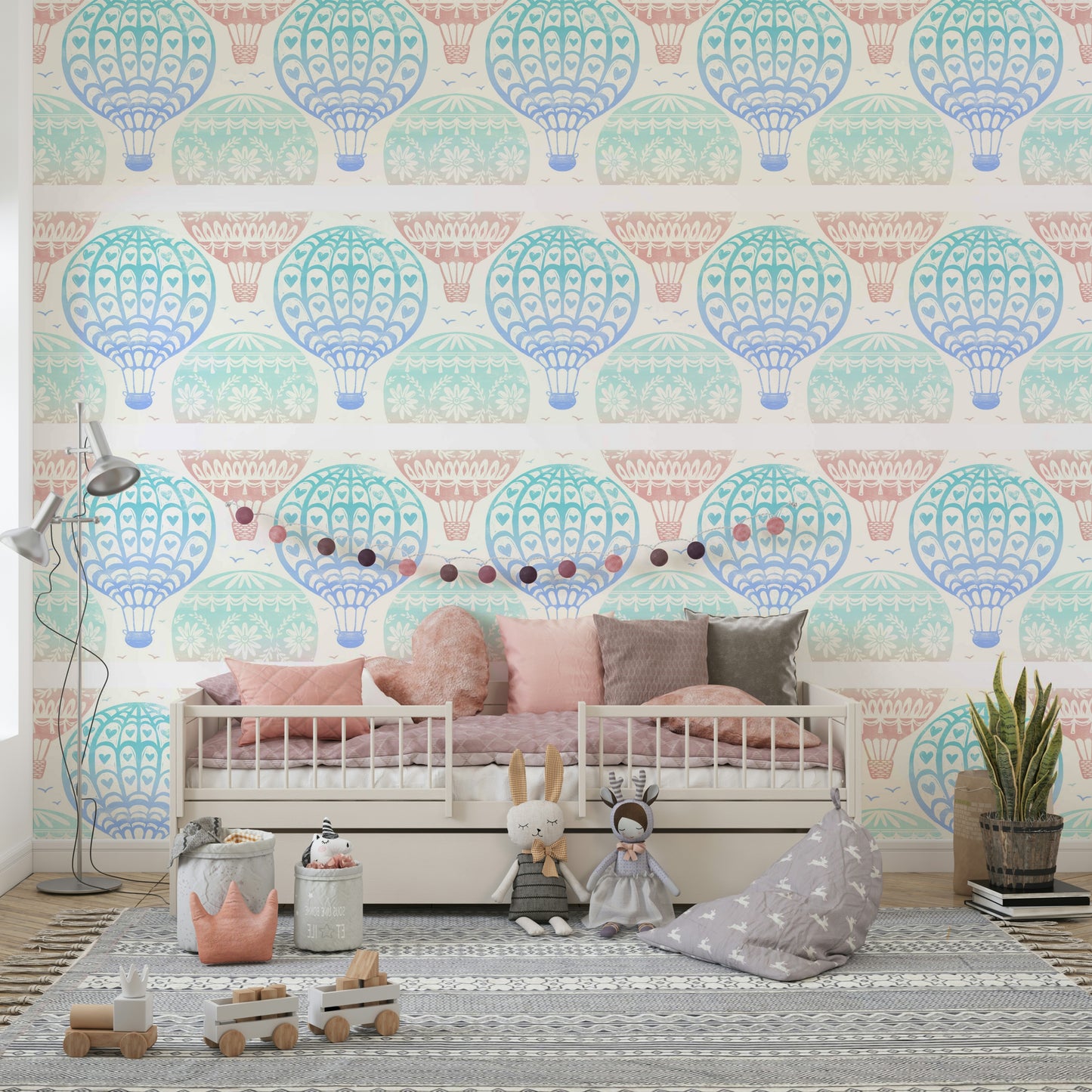 Cute heart balloon design on soft tones

