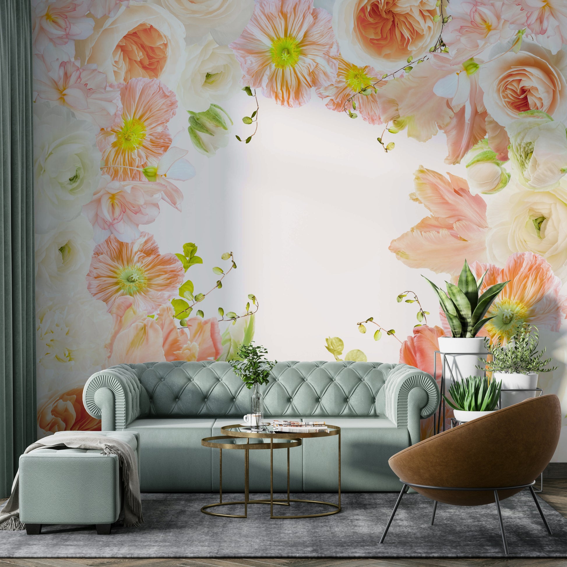 Abstract botanical mural design

