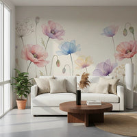 Pastel Poppy Field Wall Mural