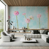 Pastel Ranunculus Glass Decor Wall Mural