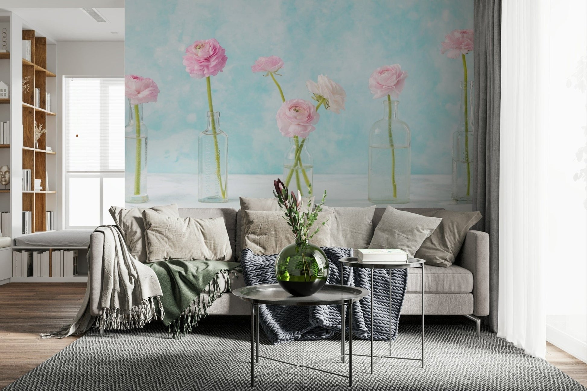 Pastel Ranunculus Glass Decor Wall Mural
