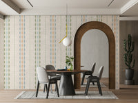 The colors are gentle and cool, with a neutral, gray and beige palette.

