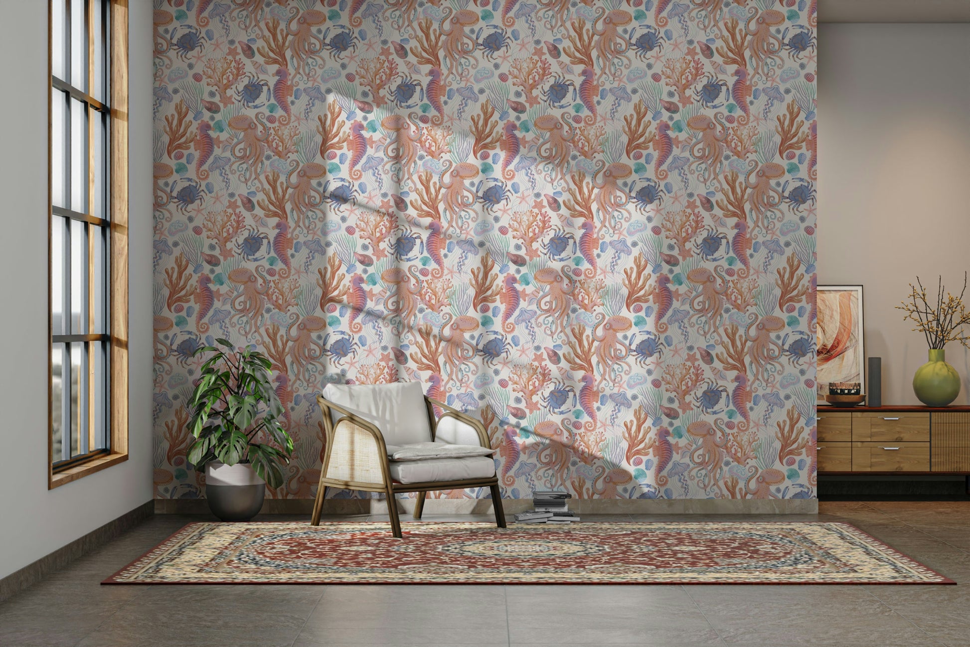 Beachy pastel ocean-themed wall décor

