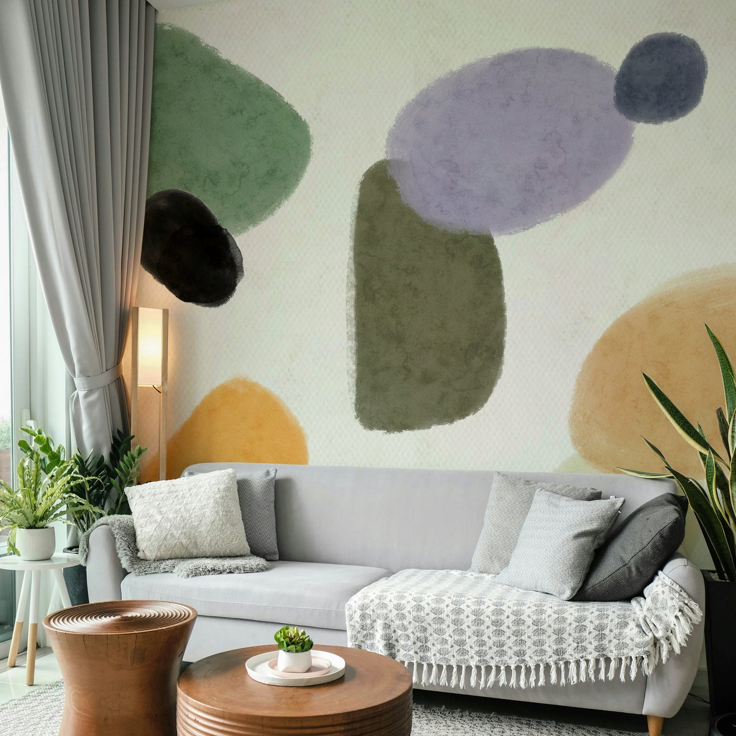 Blush and beige mural wallpaper

