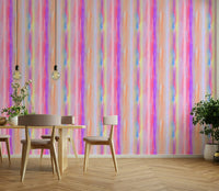 A calming colorful stripe wallpaper mural that defines a space.


