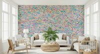 A beautiful pastel abstract wallpaper mural with swirling, soft shapes.