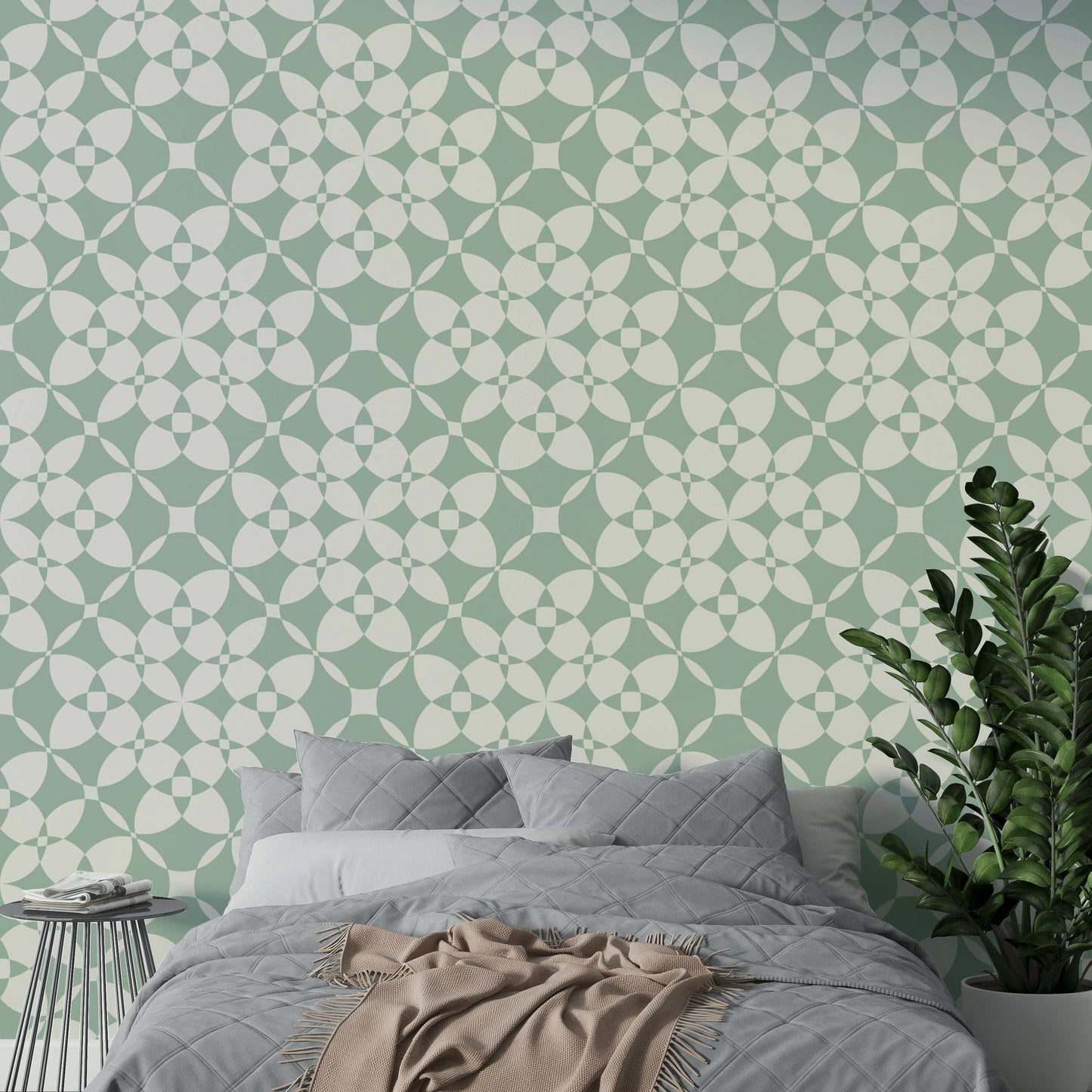 The image features geometric tiles, possibly square or hexagonal, in a uniform grid.
