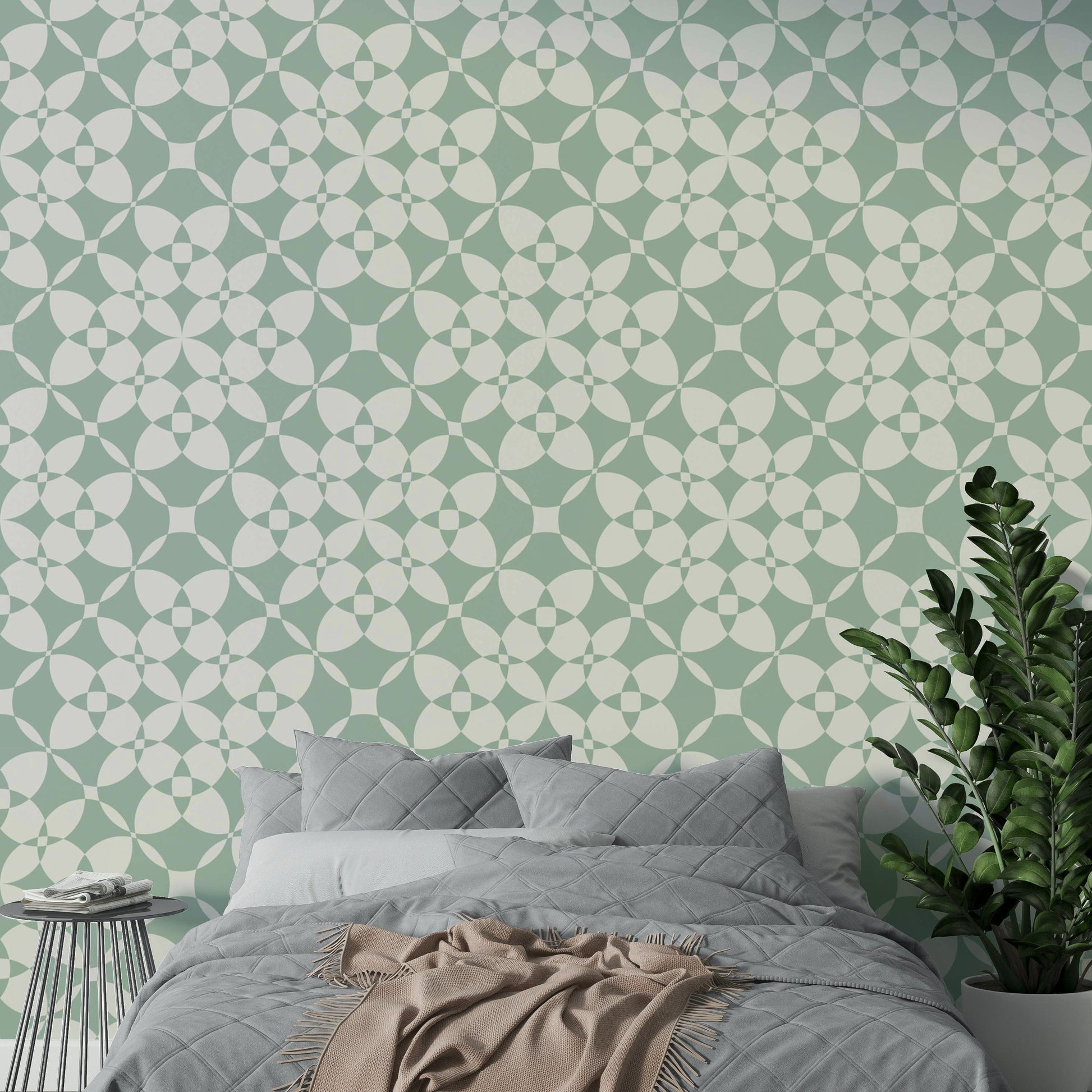 The image features geometric tiles, possibly square or hexagonal, in a uniform grid.
