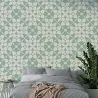 The image features geometric tiles, possibly square or hexagonal, in a uniform grid.
