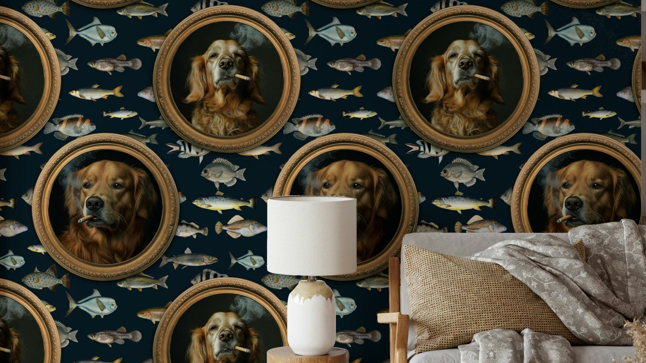 Wallpaper with a blend of elegant and playful details.

