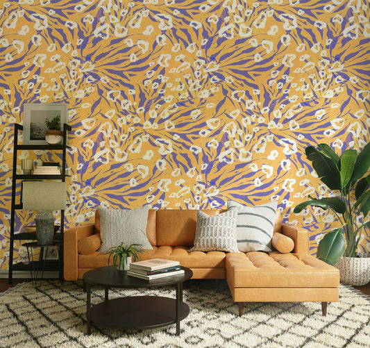 A beautiful abstract animal print wallpaper mural for a modern home.

