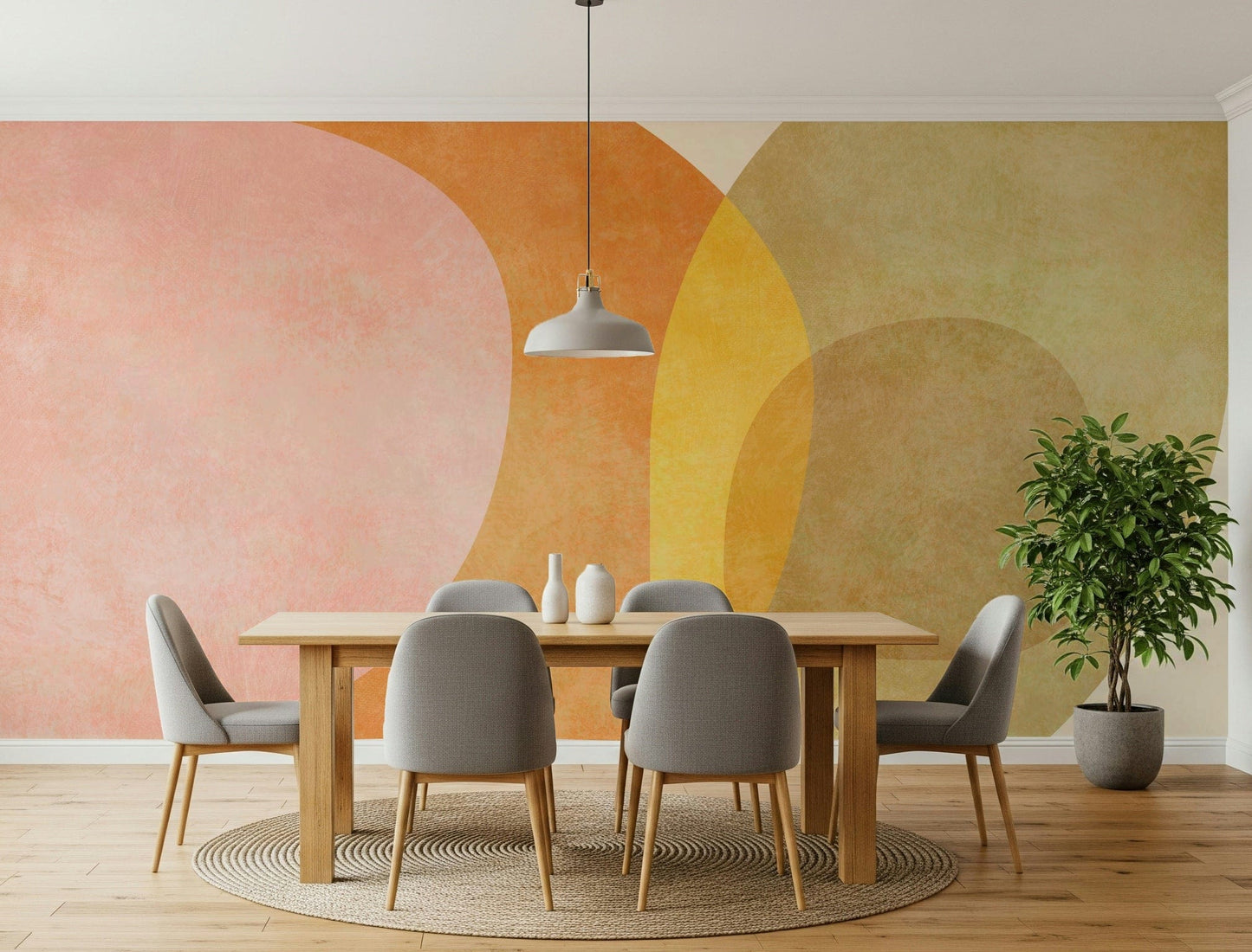 A beautiful modern art wall mural for a living room.