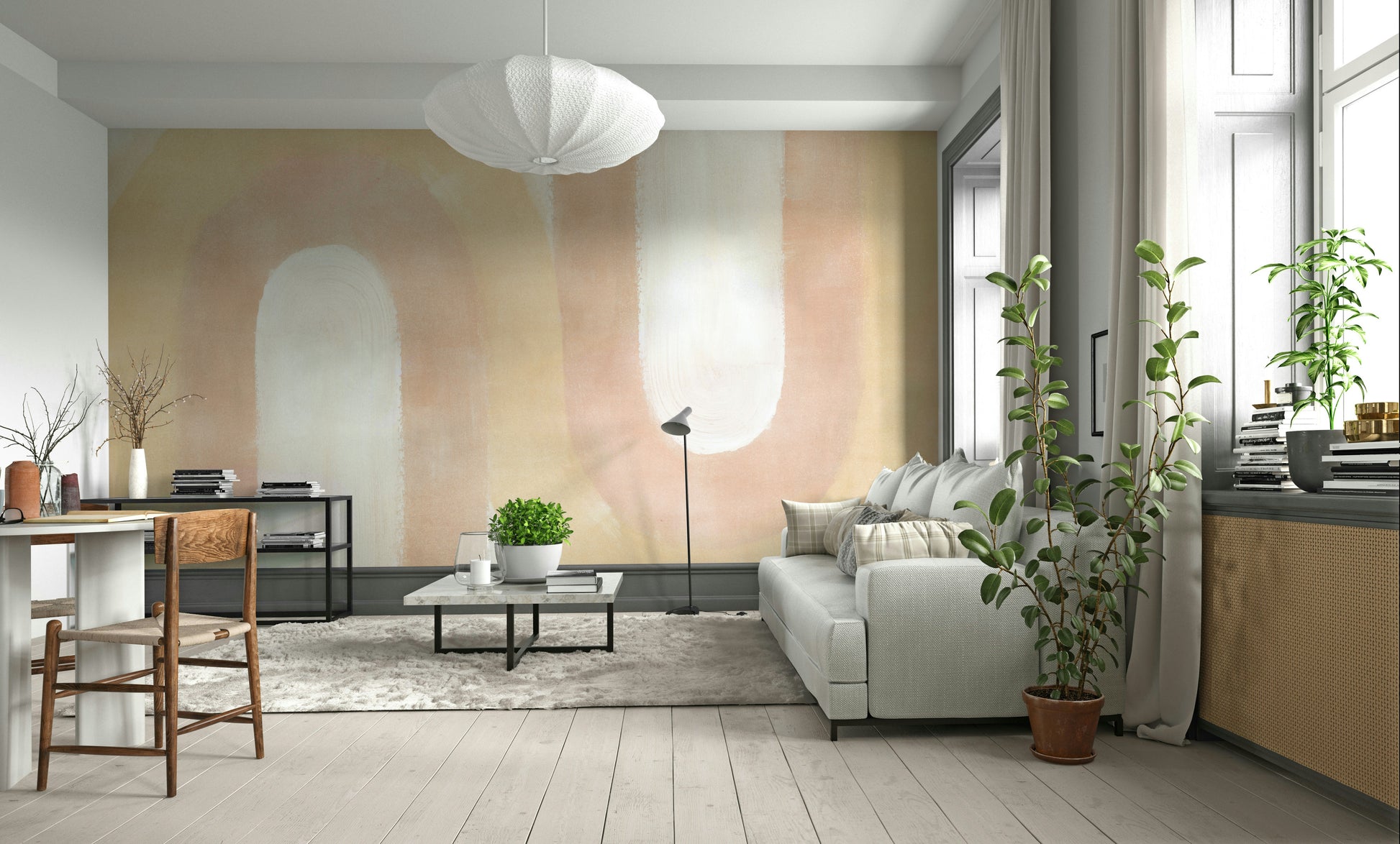 Peach blush wave wallpaper design

