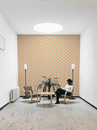 Elegant peach chunky plant wallpaper with jungle-inspired jewel accents

