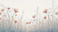 Gentle Whispering Blooms wall mural evokes quiet hand-drawn botany wallpaper.