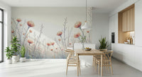 Aesthetic Whispering Blooms wallpaper displays minimalist orange blossom wall mural.