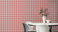 Peach fuzz checkered wallpaper with soft tones

