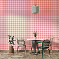 Soft check wallpaper in light peach hues

