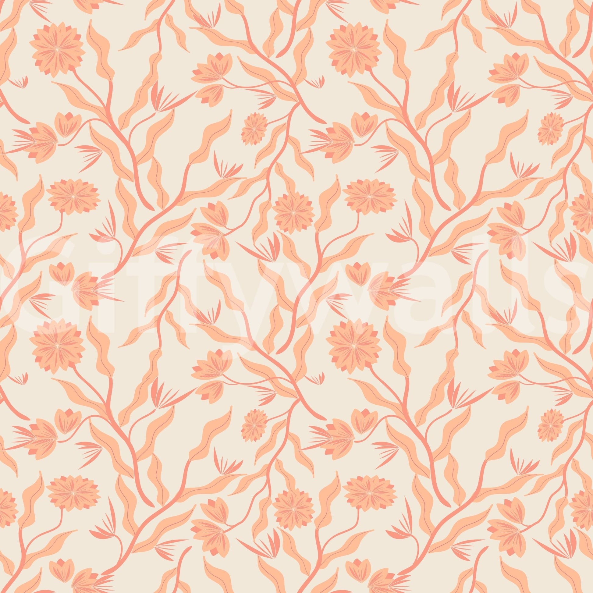 Artistic garden wallpaper with blooming florals

