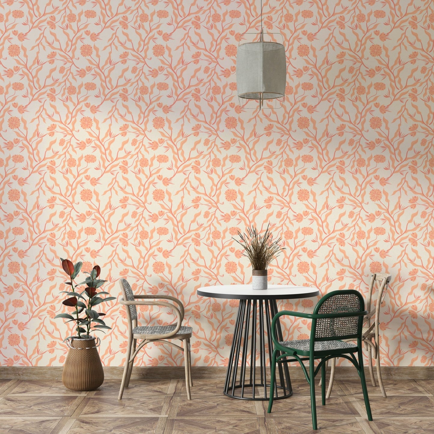 Elegant floral wallpaper with soft artistic brushwork


