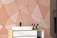 Harmonious peach geometric mural wallpaper for elegant spaces.
