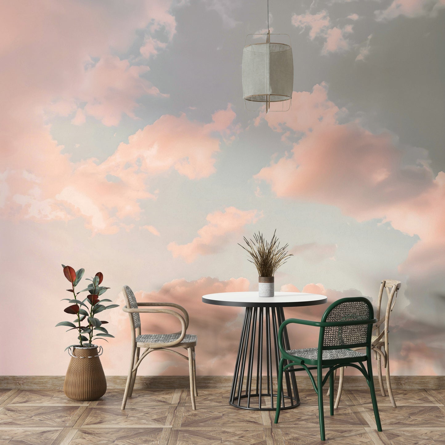 Mural wallpaper of a peach pastel sky dreamy cloudscape

