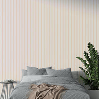 An artistic abstract stripe mural on minimalist wallpaper.

