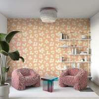 Modern floral wallpaper featuring abstract peach designs

