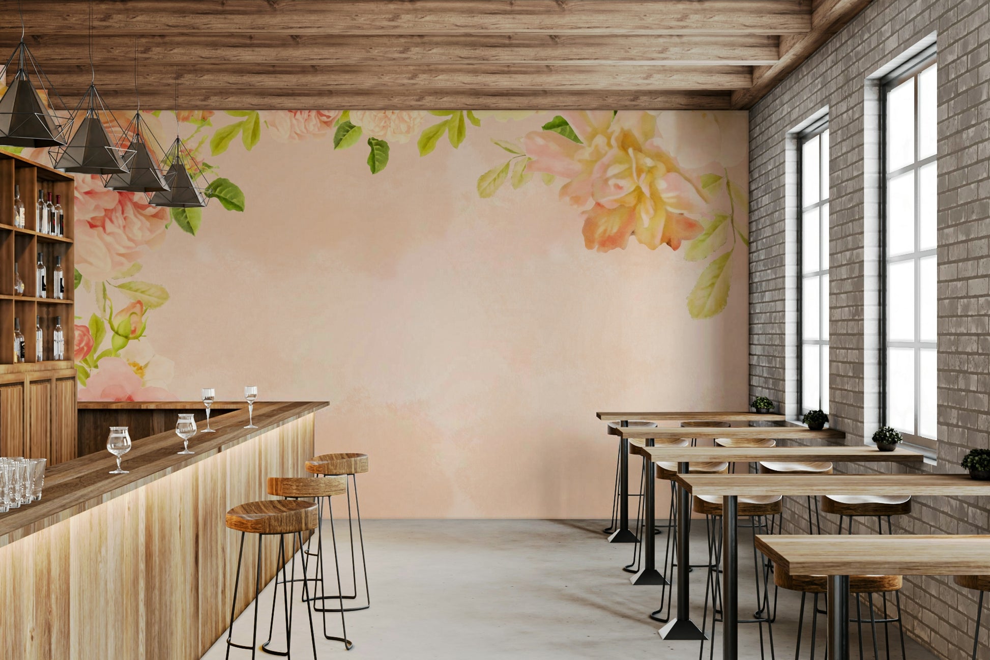 Gentle peach-toned wallpaper

