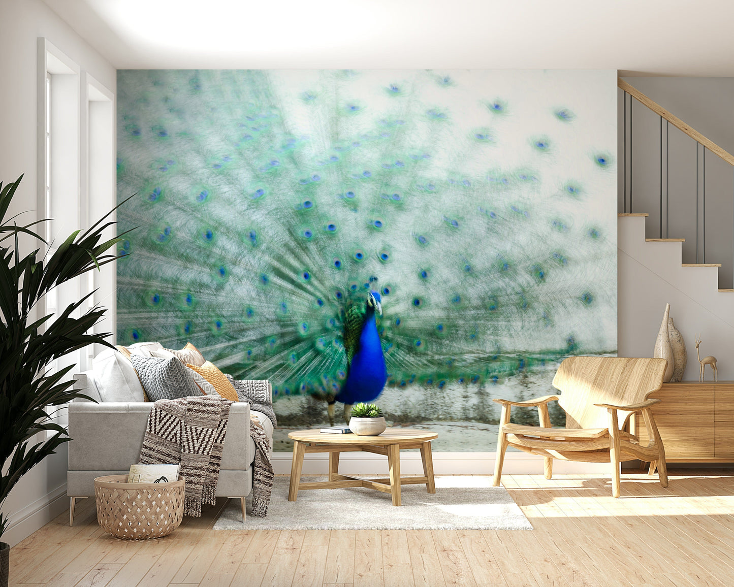 Peacock Dream mural bringing a majestic and exotic charm to interior spaces.