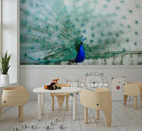 Peacock Dream wallpaper with ornate feather patterns and vivid colors.