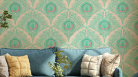 Elegant peacock plume wallpaper with blue and gold feathers

