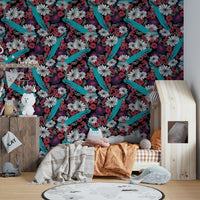 Ornate peacock feathers on black base

