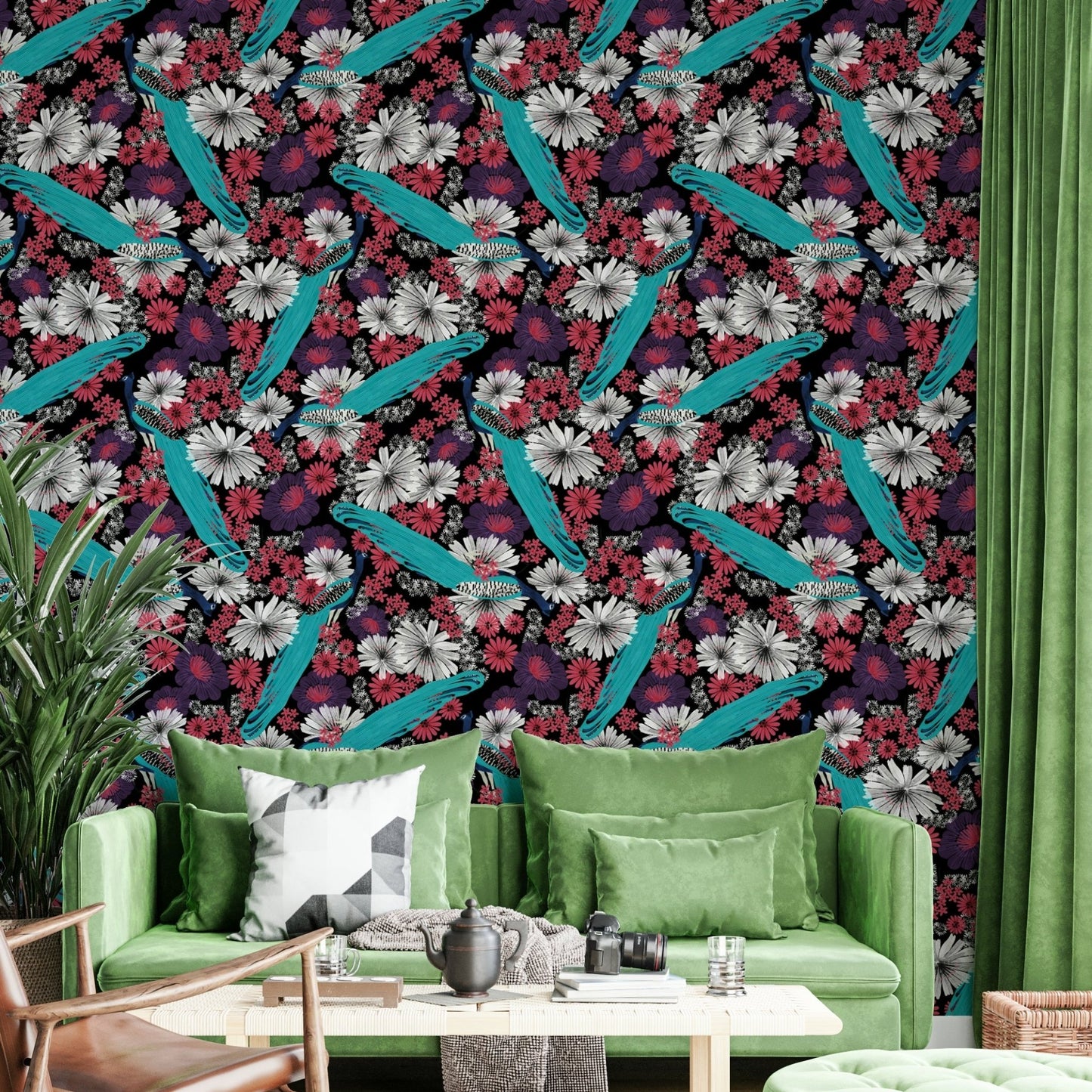 Luxurious bird print wallpaper design

