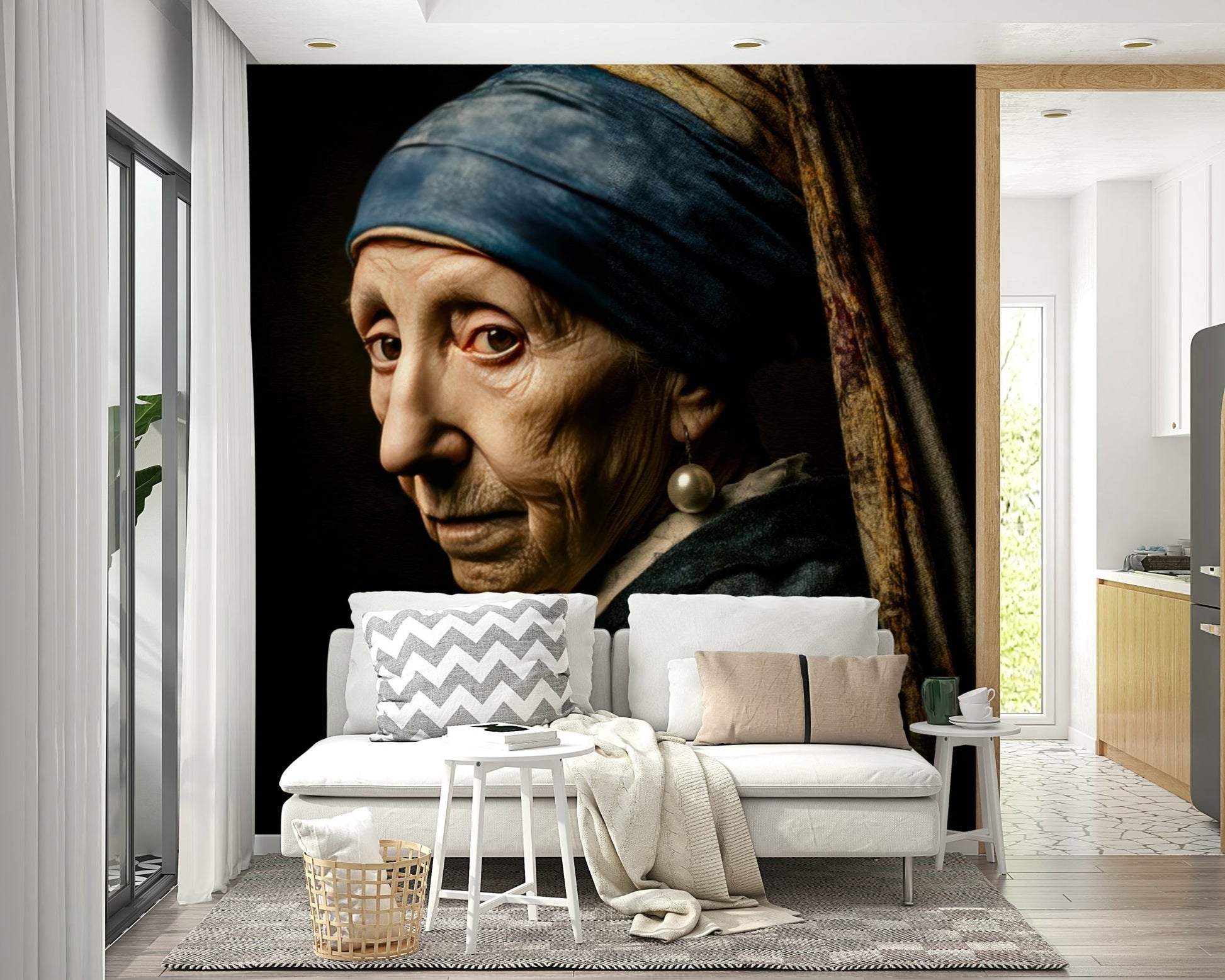 Classic meets modern in abstract portrait mural

