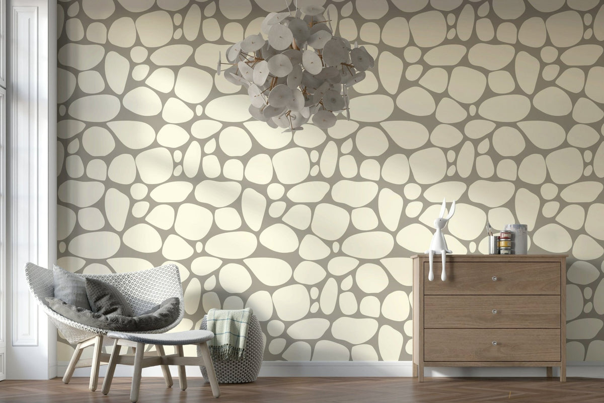 Pebble pattern wallpaper in soft beige