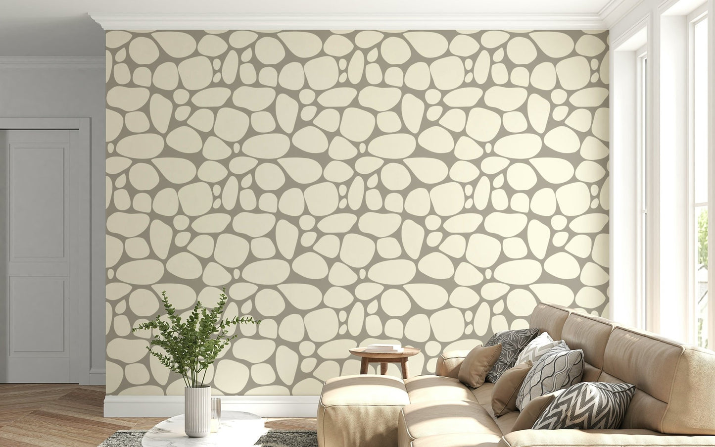 Abstract pebble shapes wallpaper design