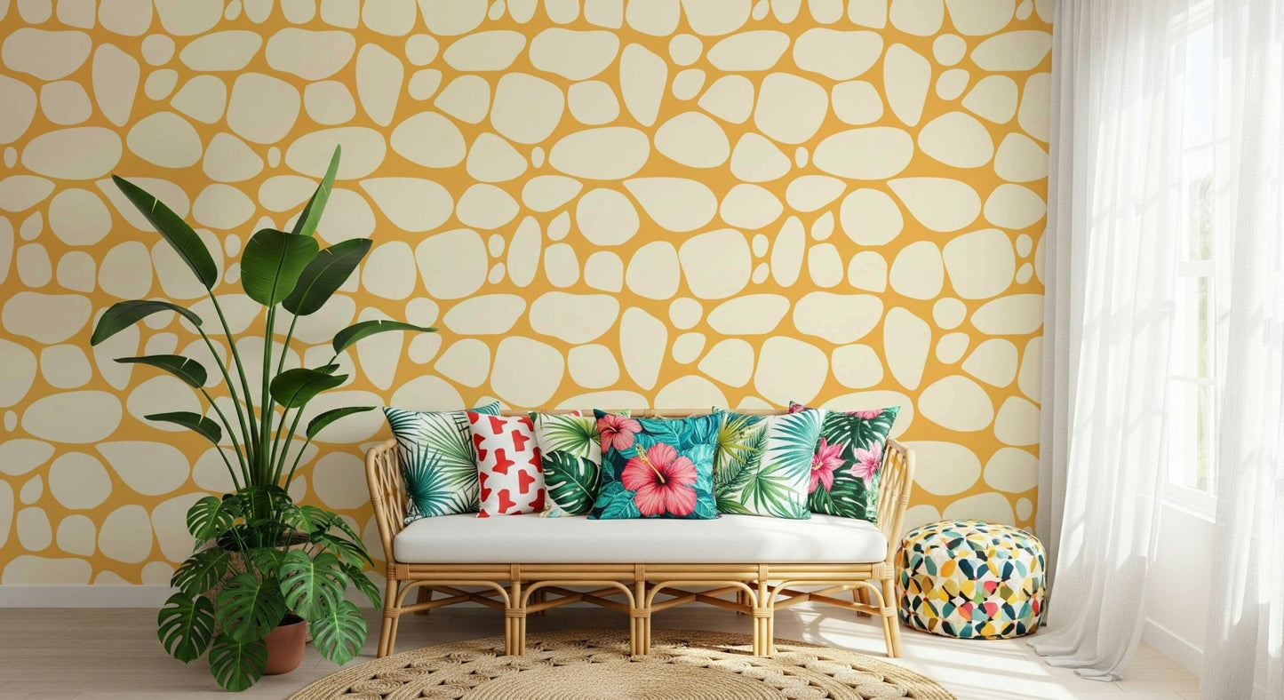 Earthy pebble wallpaper in golden shade
