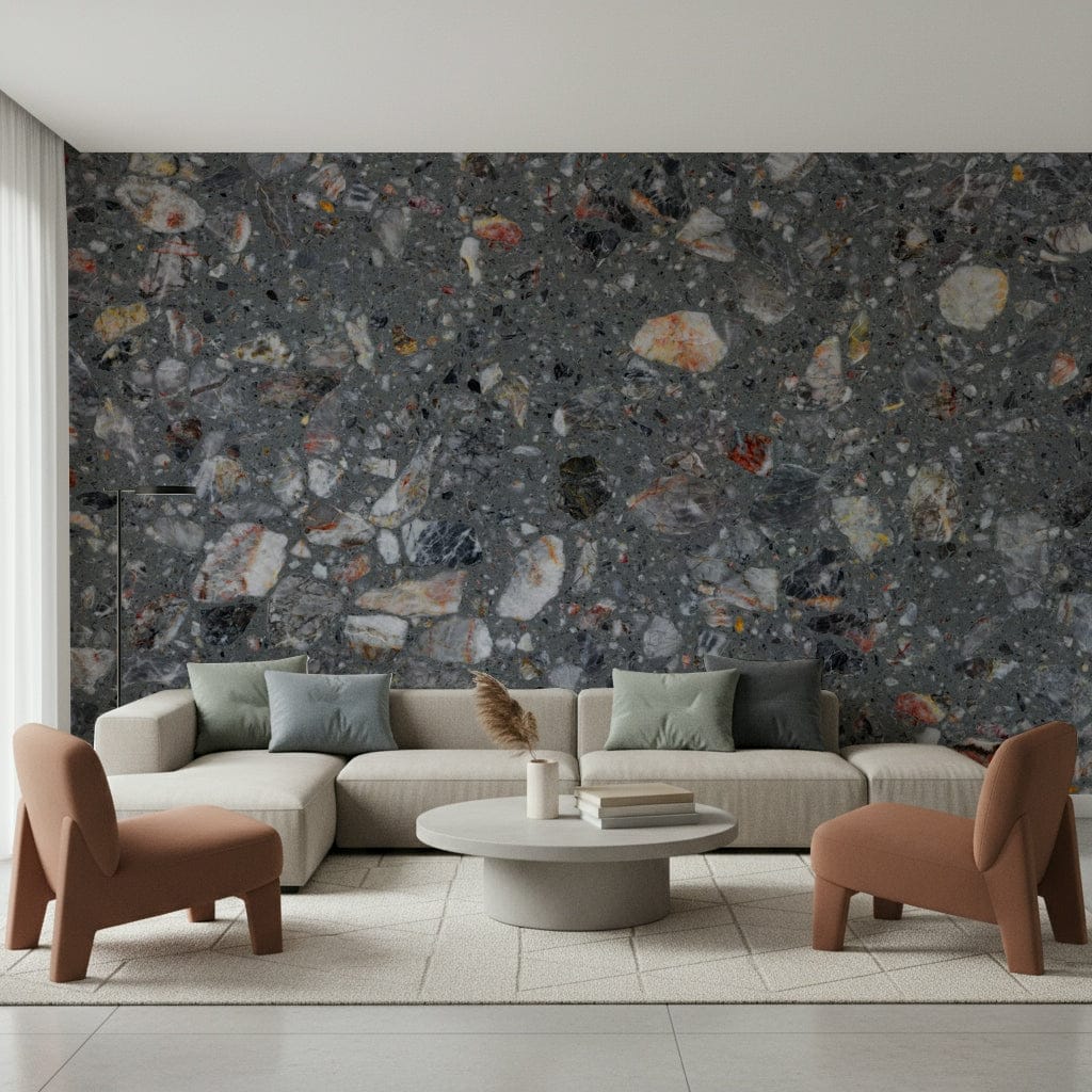 Pebble Stone Harmony mix wallpaper stylish floor finish visual.