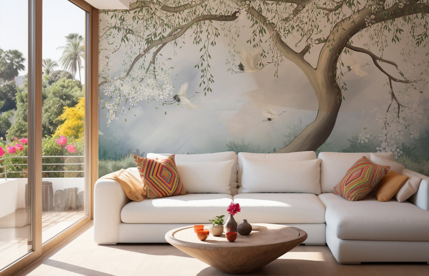 Peel & Stick Foggy Tree in Forest Wallpaper - Giffywalls