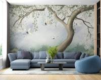 Peelable misty forest wall mural elegance
