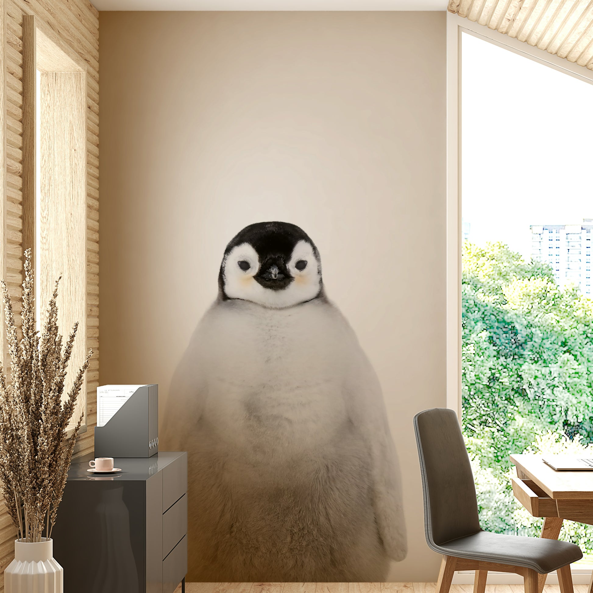 Cute penguins on a large wall mural for fun rooms

