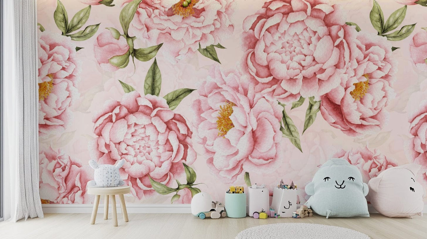 A close-up of the delicate peony and blush colors.

