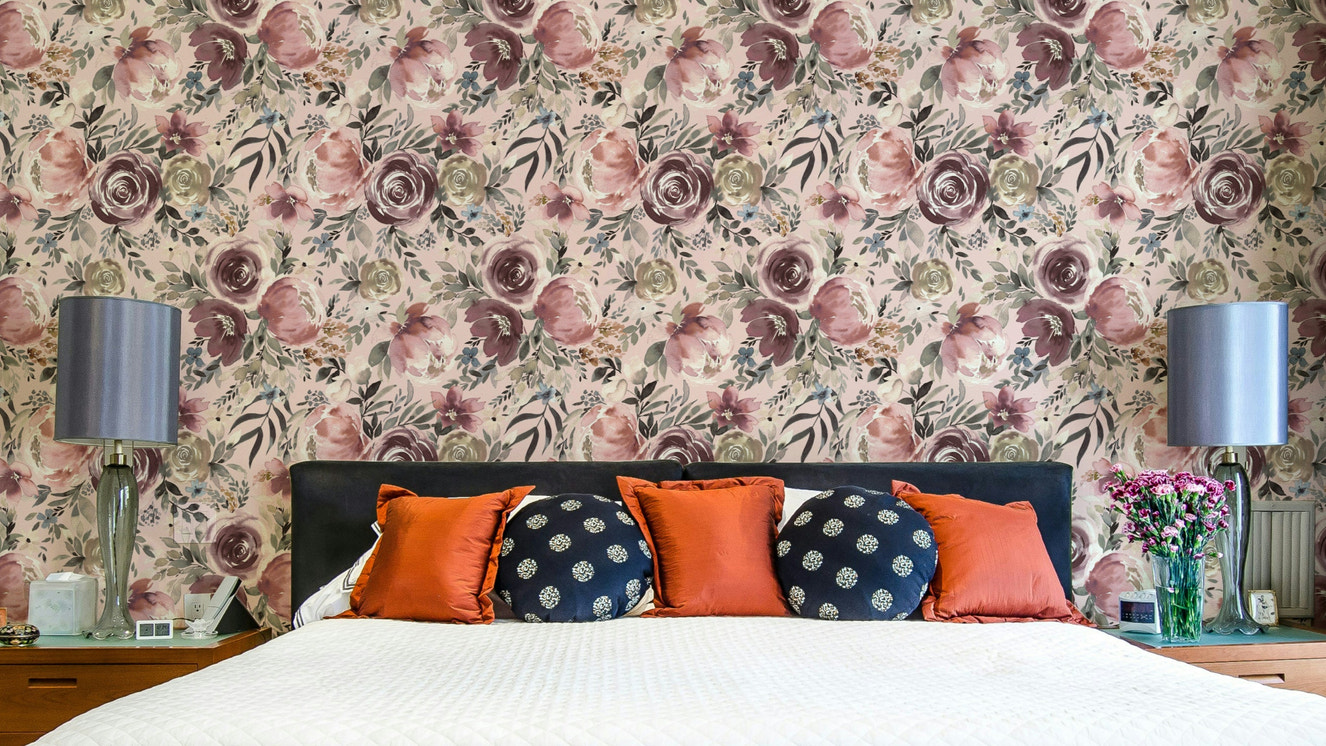 Soft pastel rose peonies wallpaper pattern

