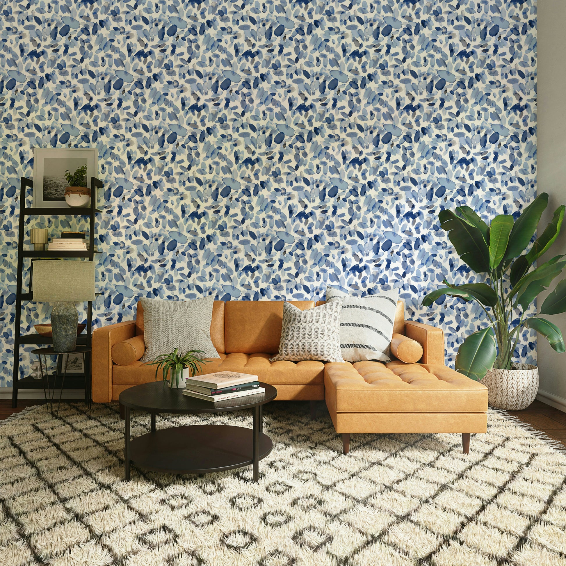 Abstract petal watercolor stains wallpaper design

