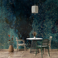 Cosmic atmosphere with petrol blue galaxy wall mural for rooms.


