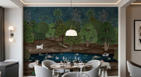 Elegant Pichwai Forest Divine Grace Wall Mural captures botanical elements