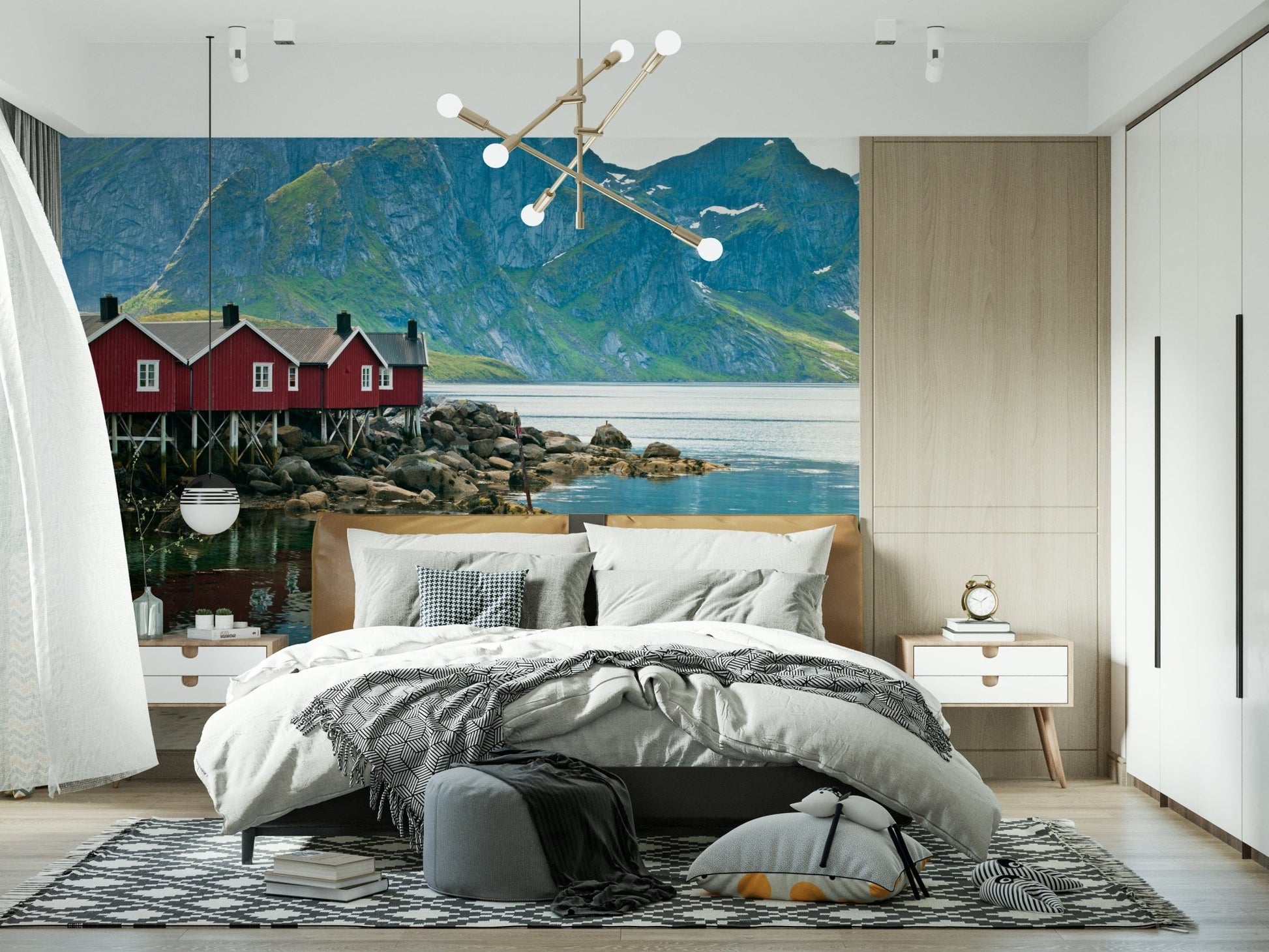 Lofoten landscape wall mural with reflections